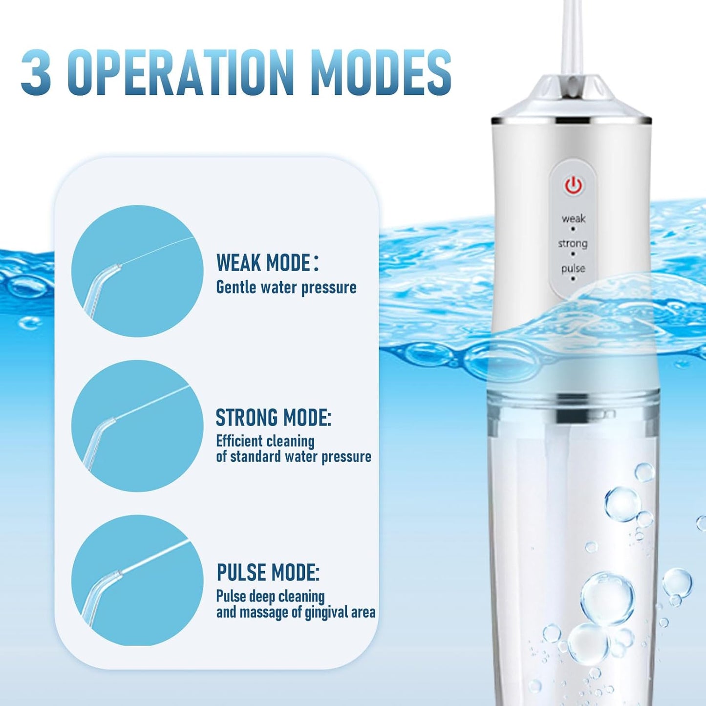 Cordless Electric Water Flosser for Teeth – Portable Oral Irrigator with 3 Modes, 4 Tips & 10 oz Tank