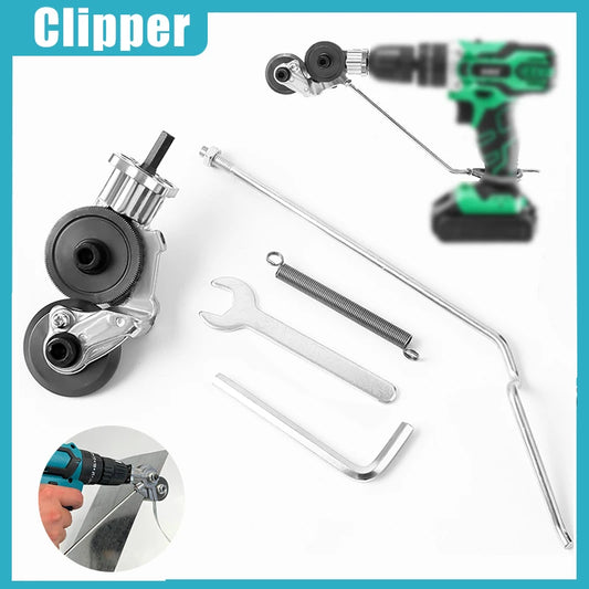 Electric Drill Sheet Metal Cutter Attachment – Power Drill Nibbler Tool for Steel, Aluminum, Copper & Plastic | Precision Plate Cutting Shears, Fits 12V–21V Drills