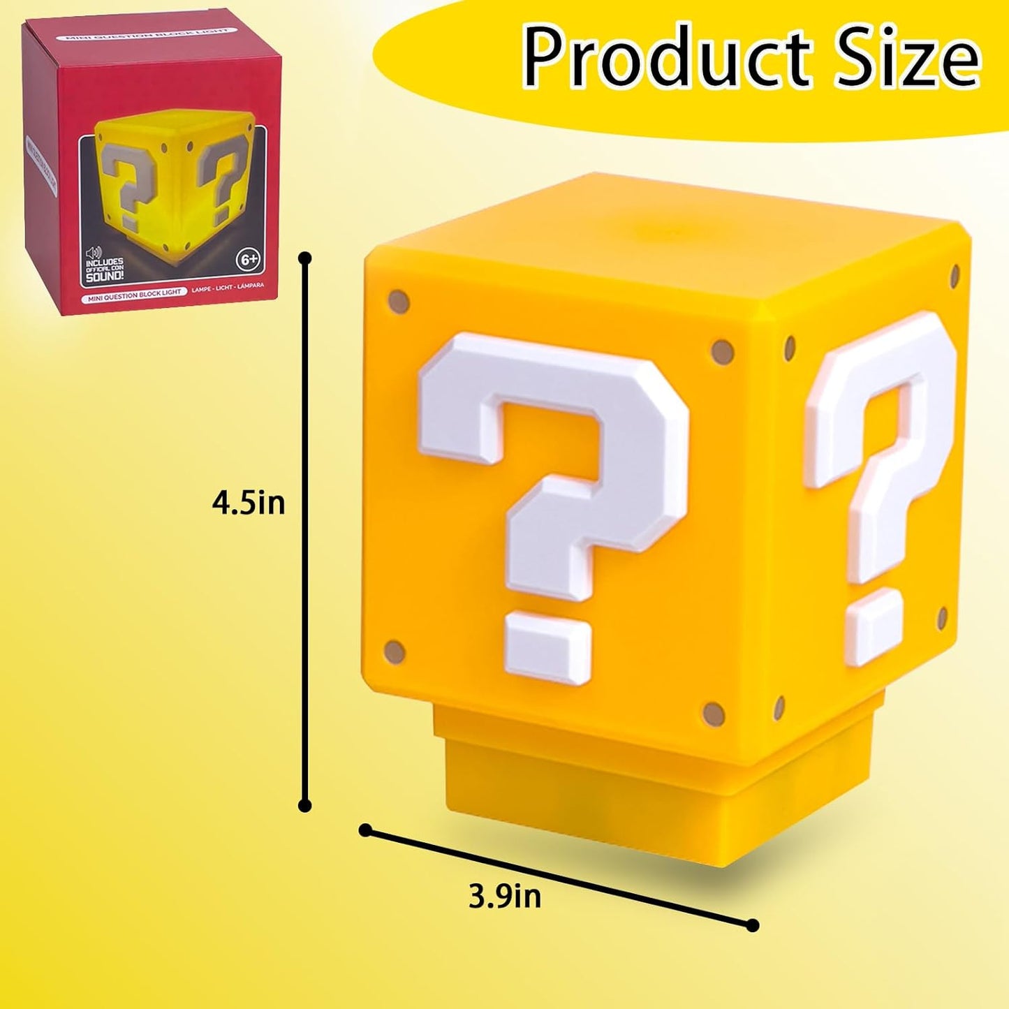 LED Question Mark Block Night Light with Music – USB Rechargeable Desk Lamp Gift for Gamers & Kids