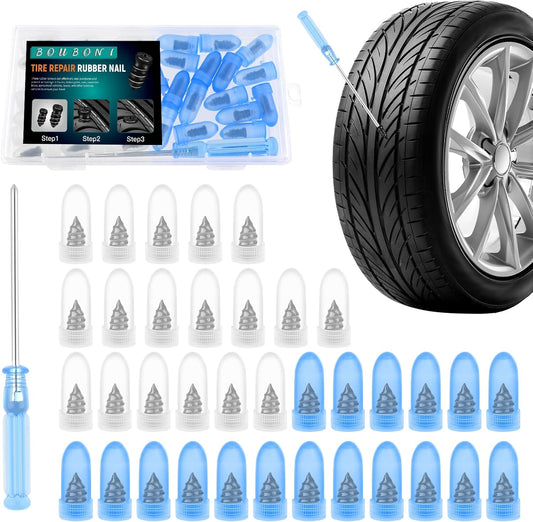 35-Pcs Tire Repair Rubber Nails Kit – Self-Tapping Tire Screws with Screwdriver for Cars, Trucks, Motorcycles, Buses & Vacuum Tubeless Tires – Durable Tire Plug Repair Set
