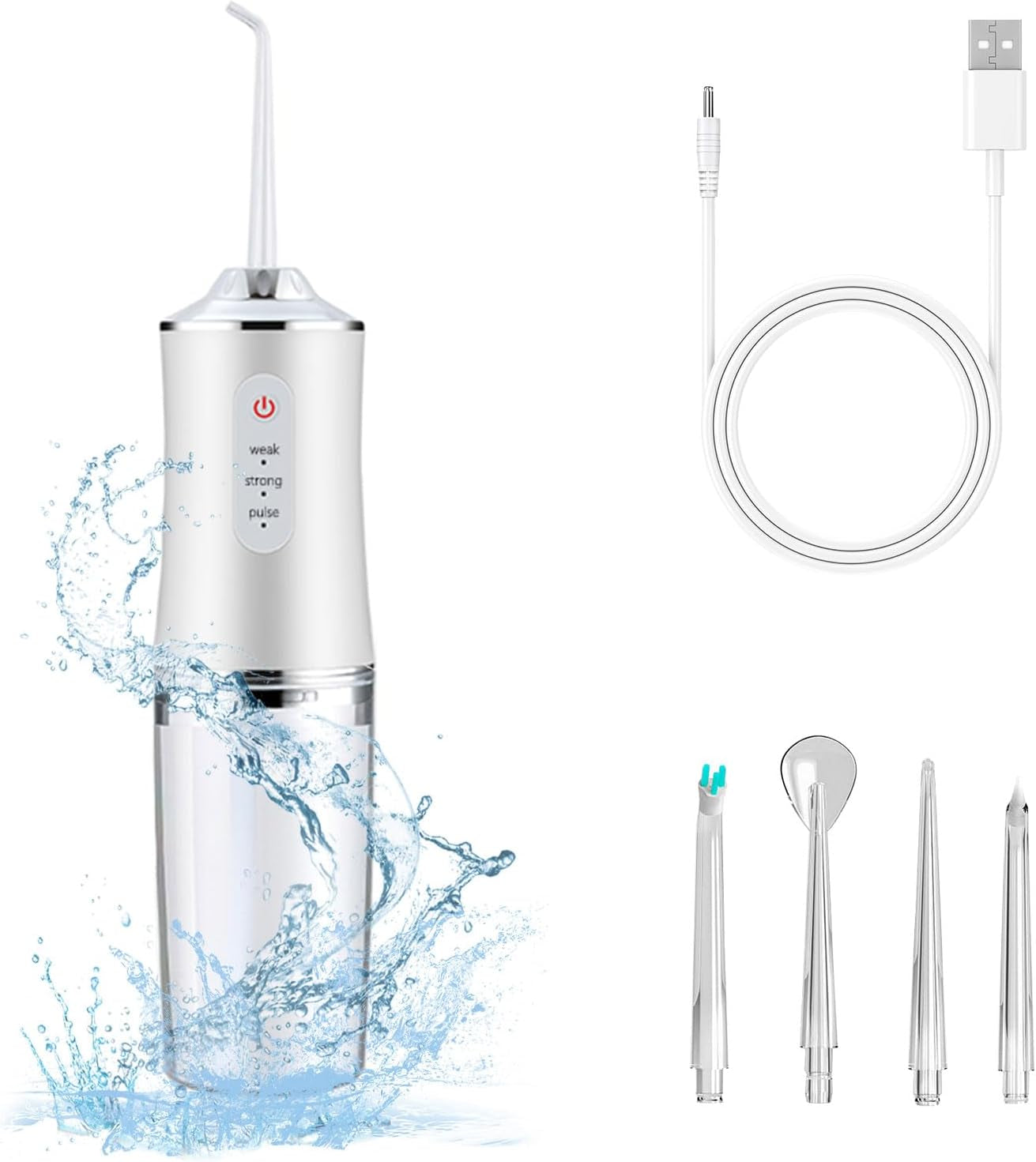 Cordless Electric Water Flosser for Teeth – Portable Oral Irrigator with 3 Modes, 4 Tips & 10 oz Tank