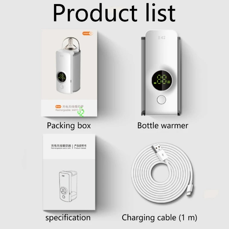 Cordless Portable Baby Bottle Warmer – USB Rechargeable Travel Milk Heater for Parents