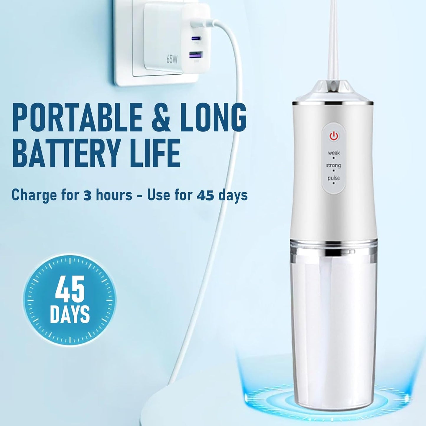 Cordless Electric Water Flosser for Teeth – Portable Oral Irrigator with 3 Modes, 4 Tips & 10 oz Tank