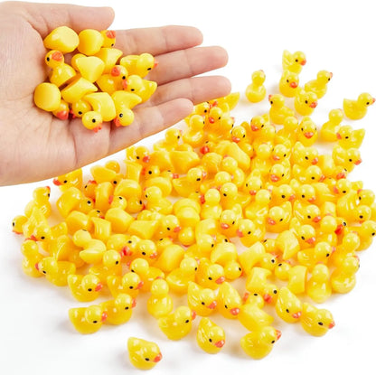 Mini Resin Ducks Bulk Set – 100/200pcs Tiny Yellow Duck Figures for Crafts, Dollhouses & Party Decorations