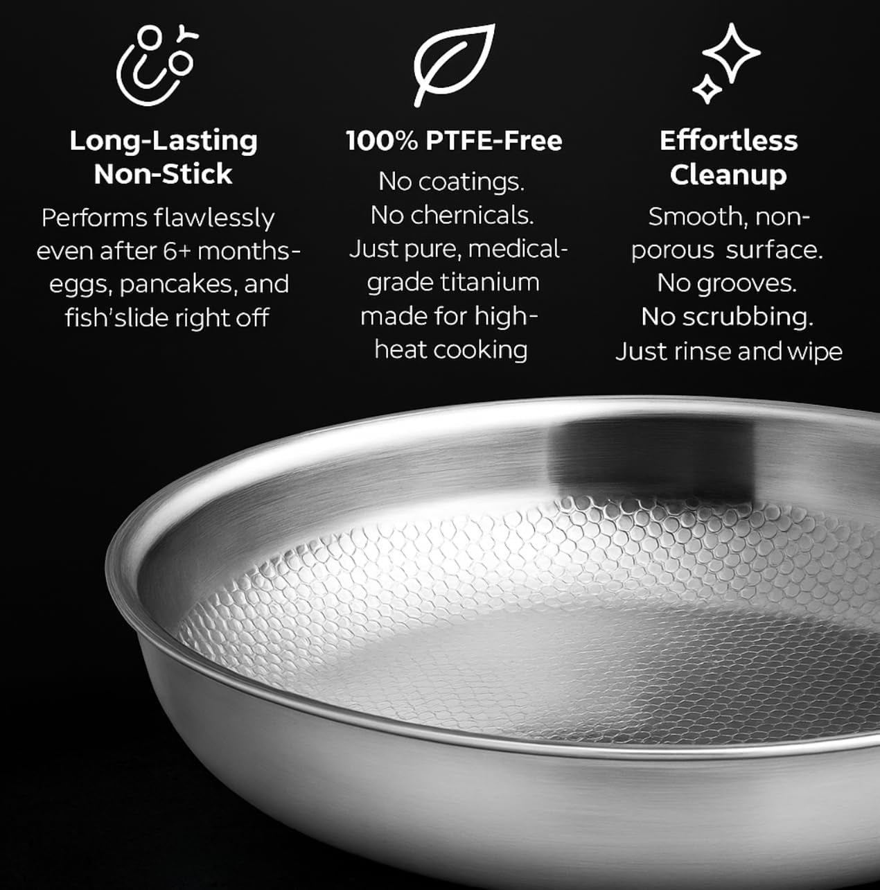 Titanium Hammered Frying Pan with Lid – 11-Inch Non-Stick, Scratch-Resistant, Lightweight Cookware for Gas, Electric & Induction Stovetops | Even Heating, Easy Cleanup, Durable Everyday Pan